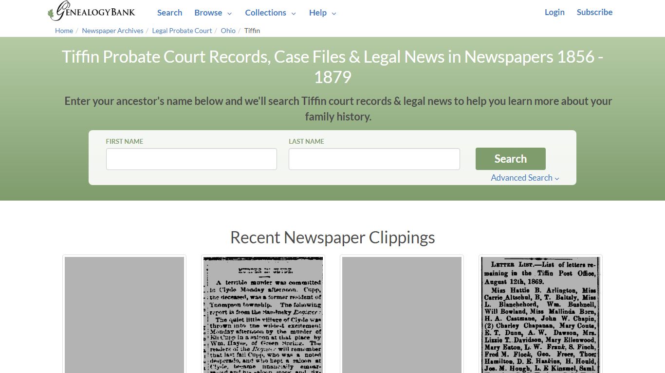 Tiffin Court Records - genealogybank.com